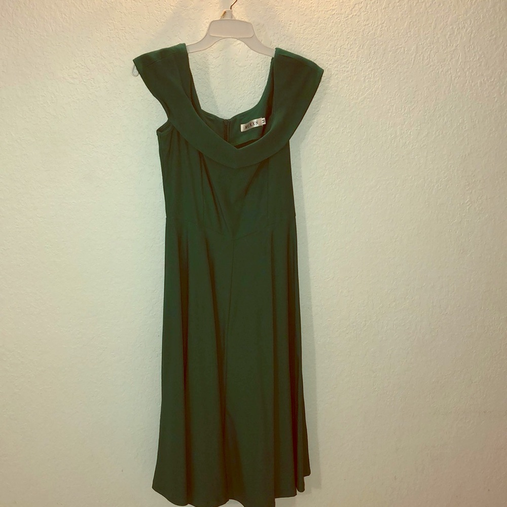 Off the shoulder green dress